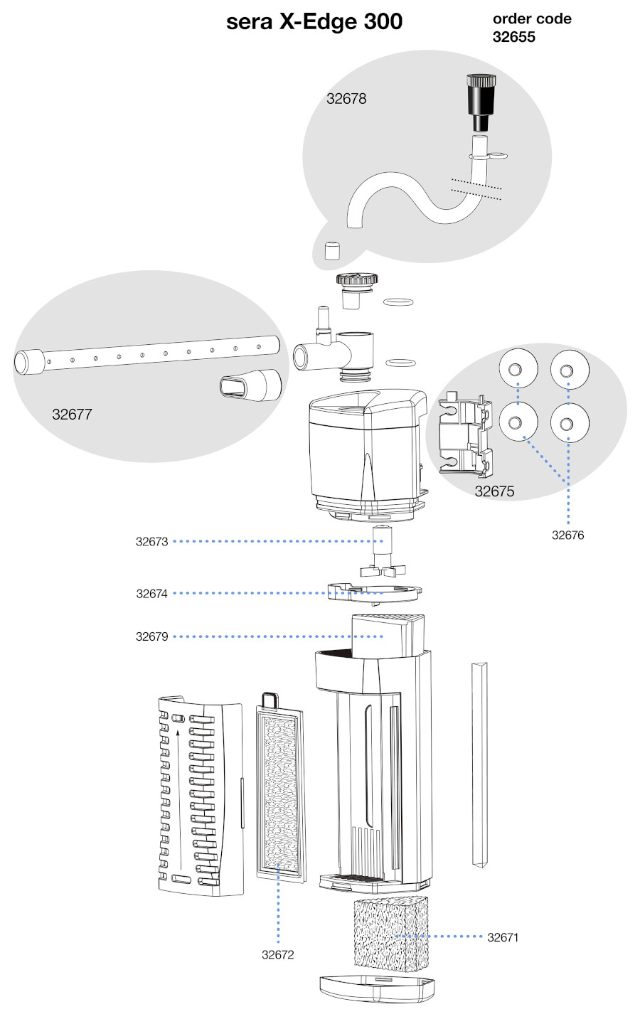 sera X-Edge 300 –Eckfilterfilter- Aquarium Innenfilter