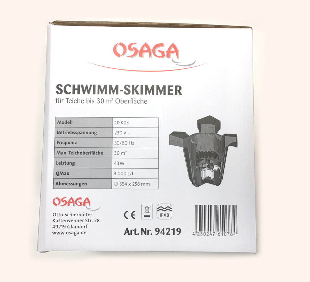 Osaga Schwimm-Skimmer OSK03 Technische Infos