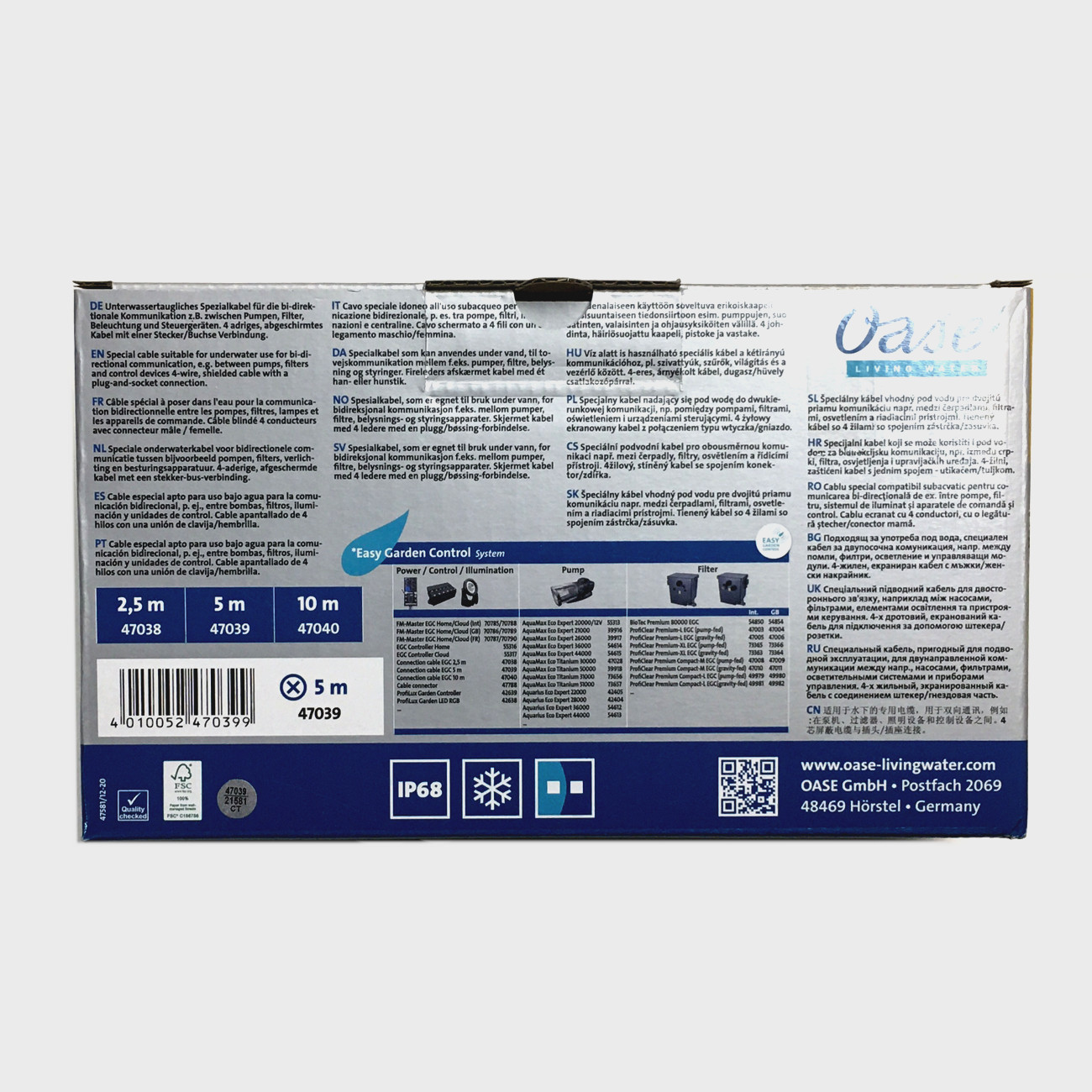 Oase Verbindungskabel EGC Verpackung Rückseite