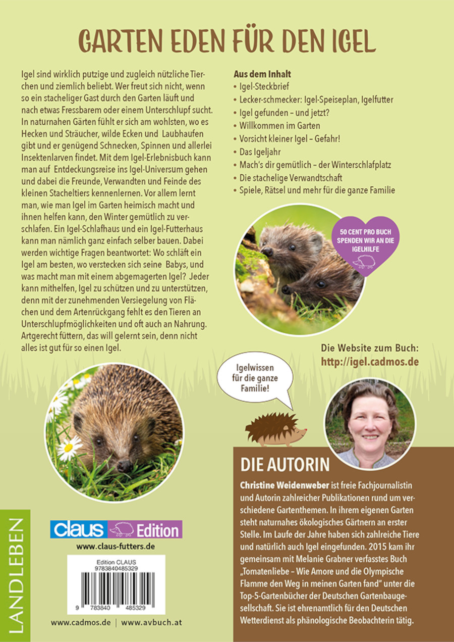 Erlebnisbuch Igel Rückseite