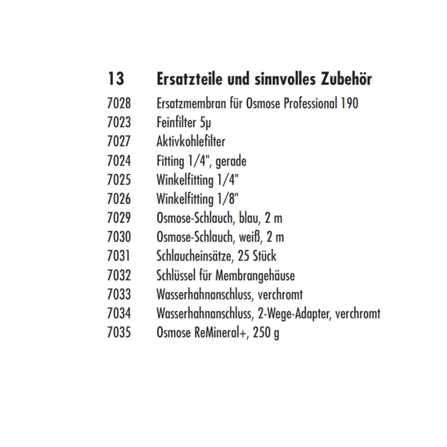 Dennerle Osmose Professional 190 Ersatzteile