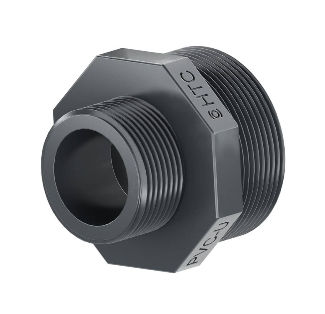 PVC-U Reduziernippel 2 x AG 2" x 3/4"