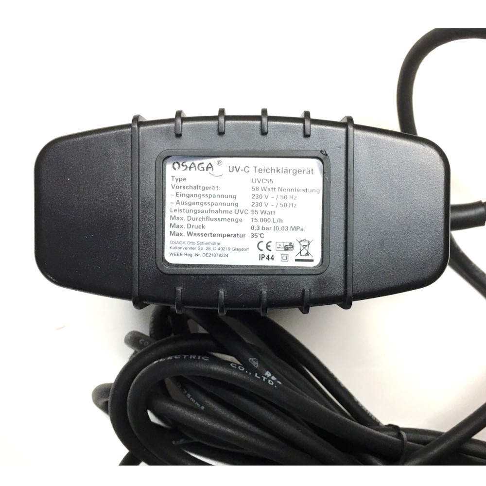 OSAGA Netzteil UVC 55 W ABS Detail Typenschild
