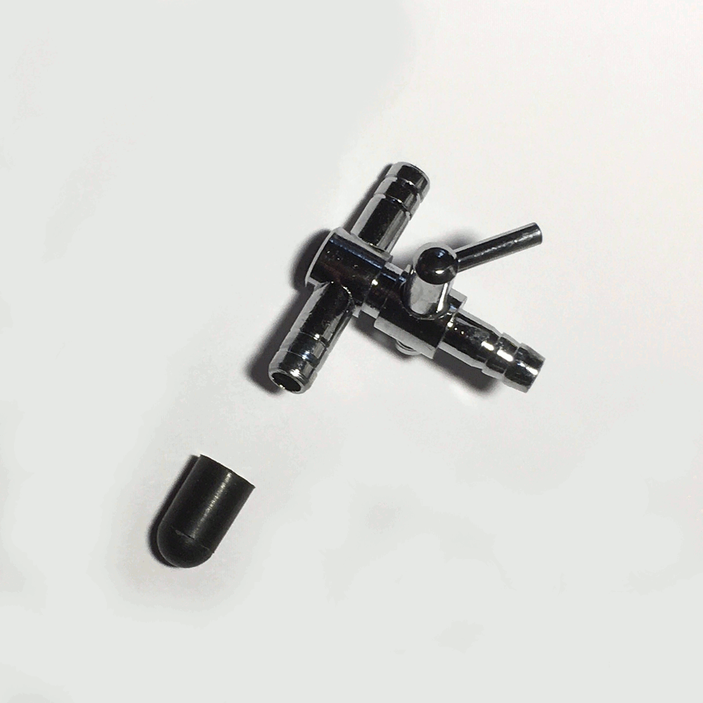 Metall T-Luftverteiler mit Regelhahn 4/6 mm