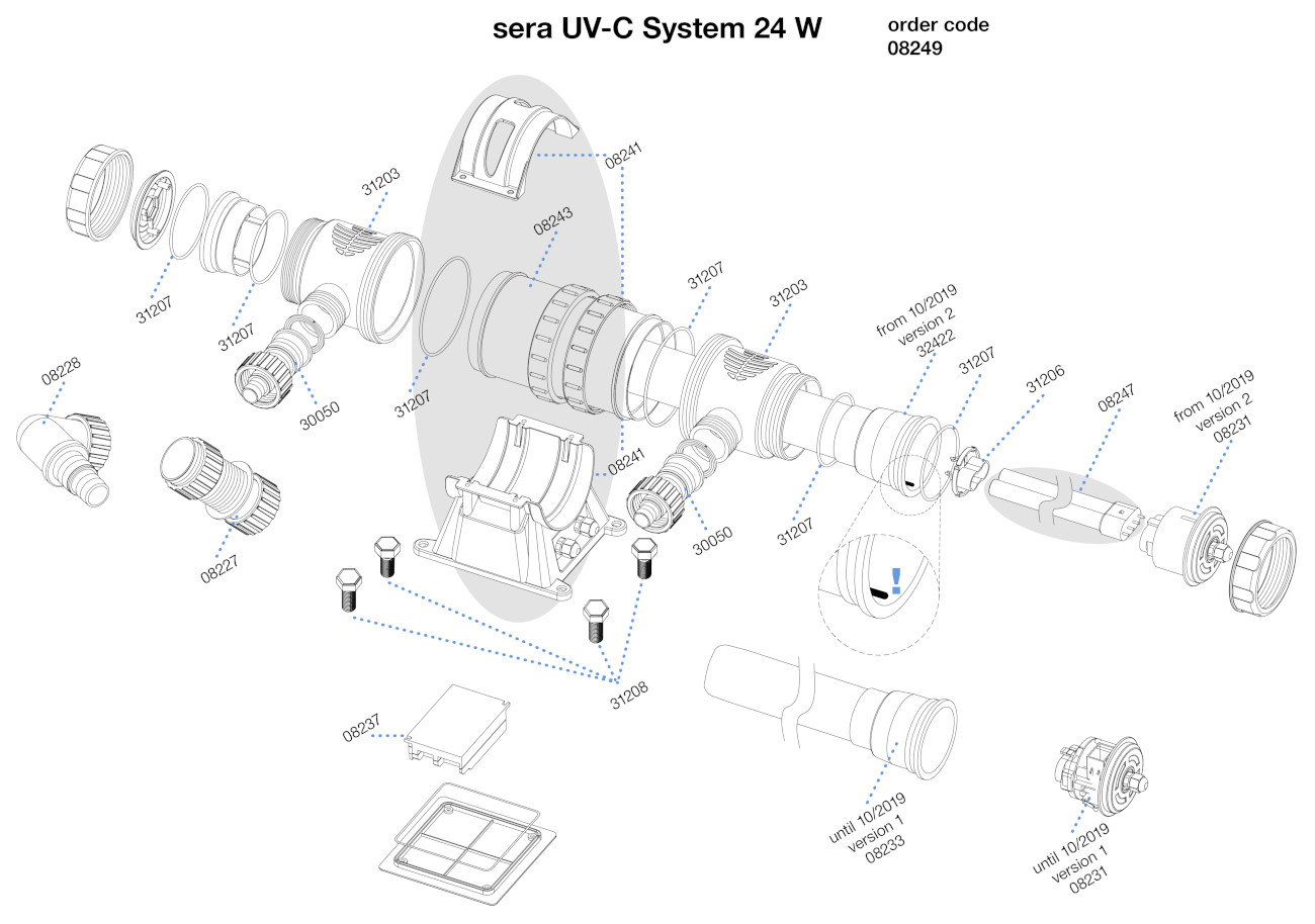 sera pond Montagefuß für UV-C System 24 W (inkl. 10 m Kabel u. Spannring)