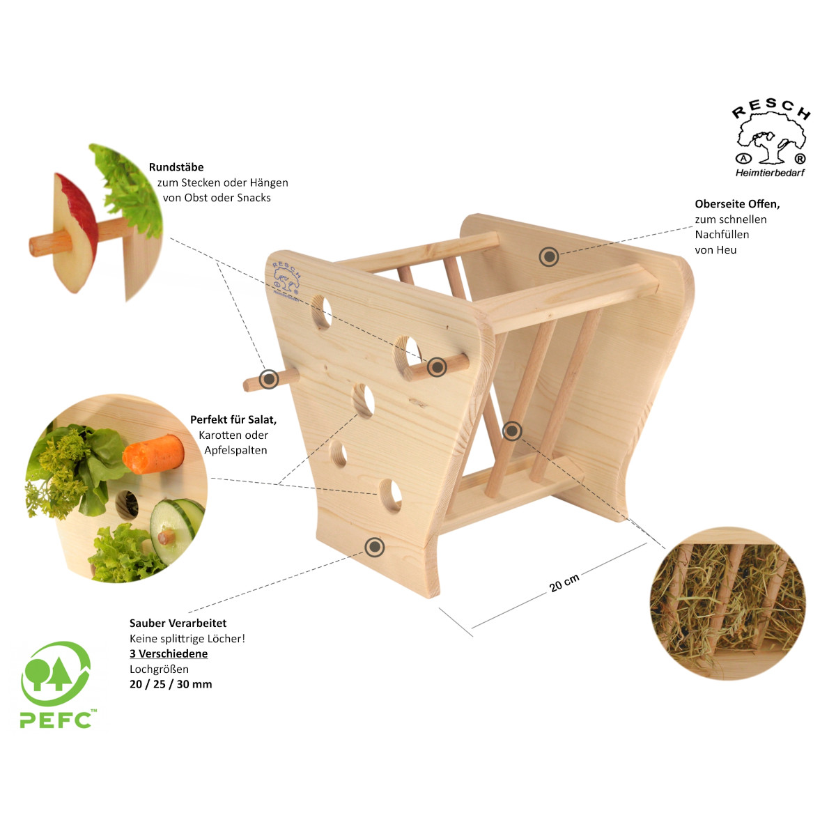 Futterkrippe für Kaninchen oder Meerschweichen -Naturprodukt-