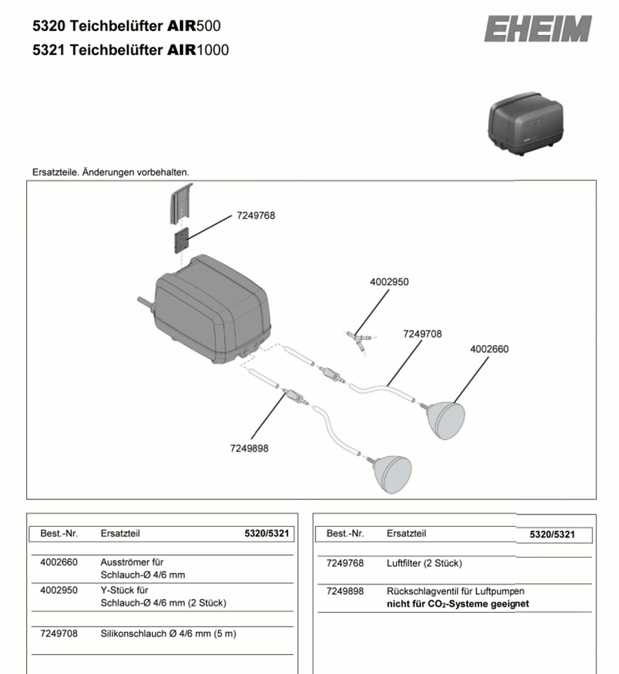 Eheim AIR500 Ersatzteile