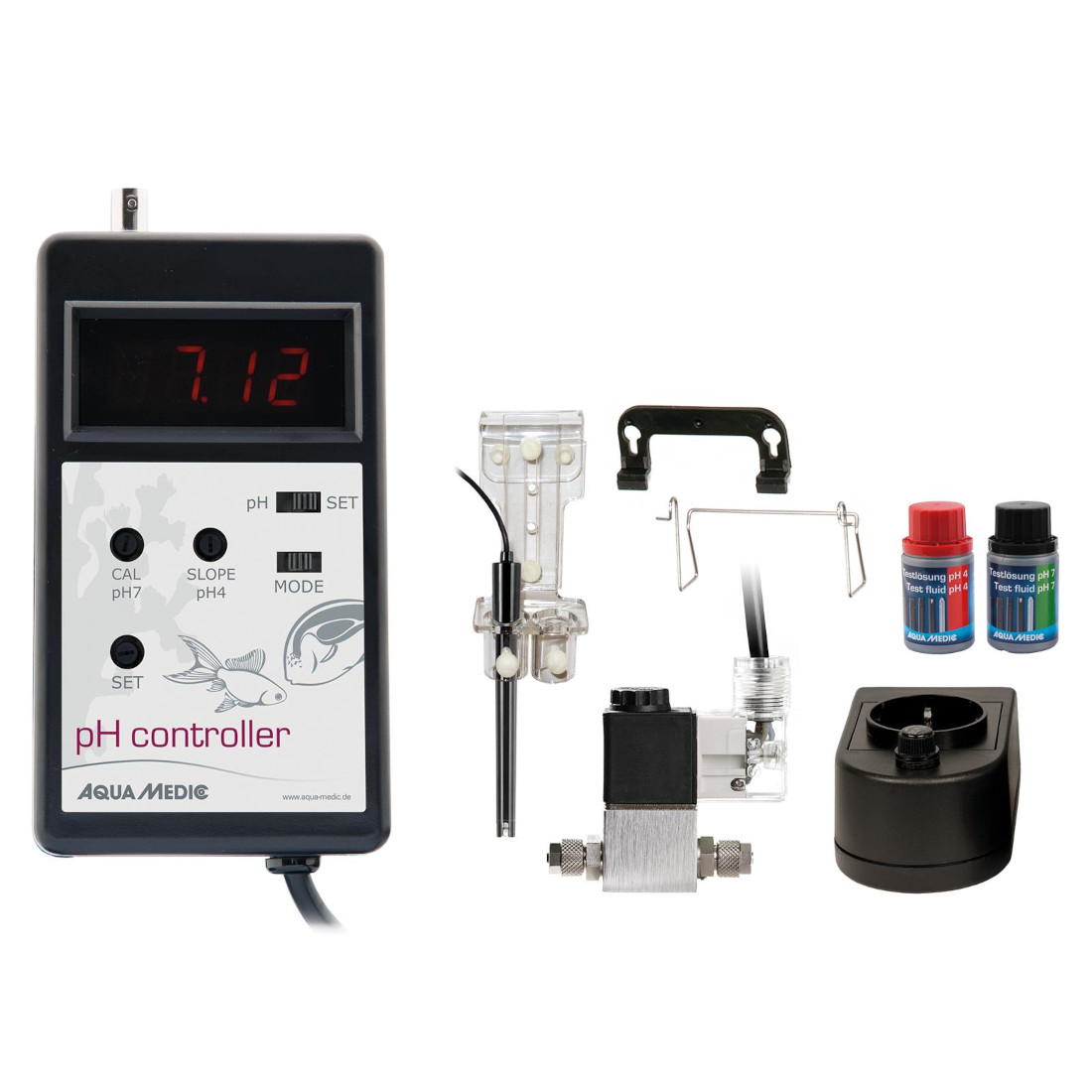 pH-control-Set mit Elektrode, Magnetventil und Eichlösung