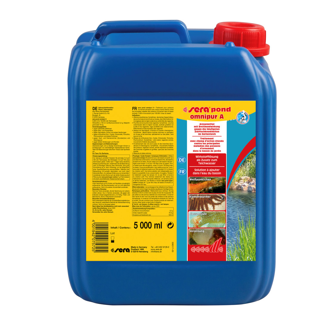 sera pond omnipur A 5,0 Liter -Breitbandarzneimittel für Teichfische-