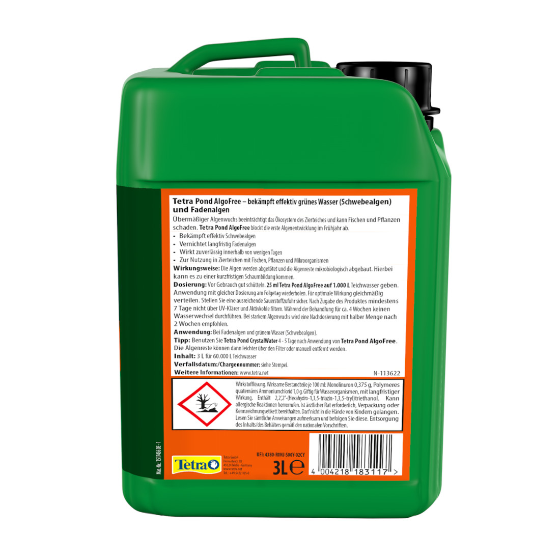 Tetra Pond AlgoFree 3,0 Liter -gegen Algen und grünes Wasser-
