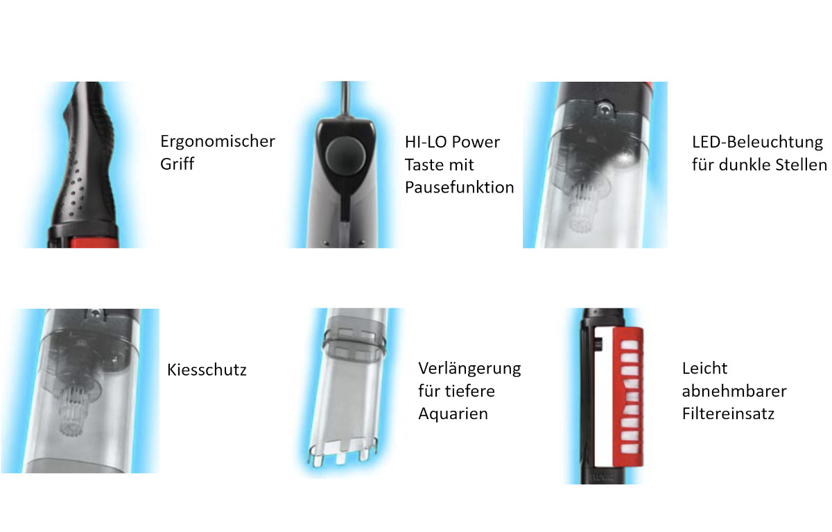 Fluval ProVac Bodenreiniger Funtionsübersicht